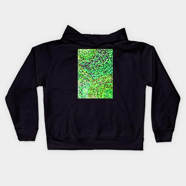 Light spiral merry go round (neon green) Kids Hoodie by Once in a Kiwi Blue Moon